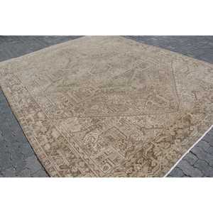 10x12.7 ft Rug, Turkish Rug, Vintage <b>Brown</b> <b>Wool</b> Animal Print Rug - Product Image 2