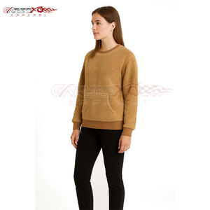 Sweat-shirt en molleton sherpa à manches longues pour femme avec doublure épaisse, coupe décontractée, hiver, automne, haute qualité, personnalisable - Product Image 2