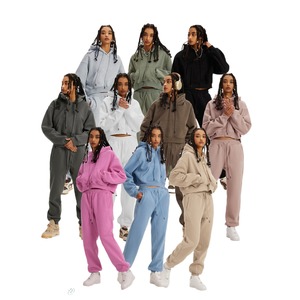 Otoño nueva ropa Casual mujer trajes de dos piezas chándal Jogger conjunto de chándal hombro caído conjunto de 2 piezas - Product Image 2