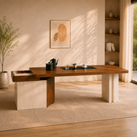 Table basse moderne en bois écologique avec tiroir de rangement et base en pierre pour salon, meubles de maison