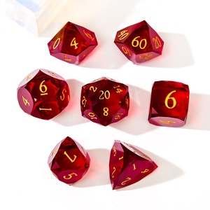 Juego de Dados de Resina Multifacéticos con Bordes Afilados Rojos, 7 Piezas, Dados Transparentes Poliédricos para Juegos de Rol, <span class=keywords><strong>Dungeons</strong></span> and Dragons, Mesa de Juego - Product Image 4