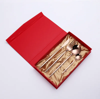 24 pièces ensemble de couverts couleur or pour vaisselle vaisselle couverts en acier miroir cuillère boîte cadeau emballage