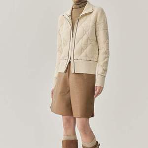 เสื้อแจ็คเก็ตไหมพรมถักลายเคเบิ้ล คอสูง ซิปหน้า สำหรับผู้หญิง ผลิตภัณฑ์ใหม่ ทำจากขนแกะ ซิปแบบลิงเก้ - Product Image 3