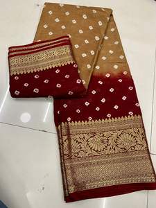 Designer moderne Beaux vêtements ethniques attrayants Belle couleur Pure Bandhej Silk Saree Blouse avec tissage à vendre - Product Image 3