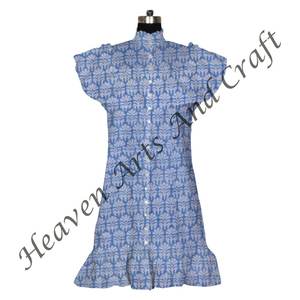Belle robe en coton pour femmes faite à la main tuniques indiennes légères imprimées en blocs Silhouette ample élégante décontractée pour l'été naturel - Product Image 1