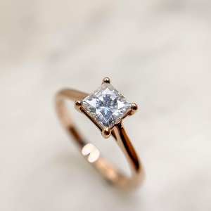 5,5mm princesa corte blanco CZ oro rosa solitario anillo mujeres compromiso banda boda aniversario nupcial promesa joyería proveedor - Product Image 3