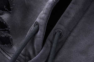 Sweat à capuche patchwork en polaire légère personnalisé par OEM Sweats à capuche délavés à l'acide de grande taille à épaules tombantes et à conception boxy surdimensionnée - Product Image 2