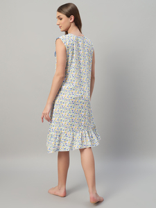 Camisón corto de algodón para mujer, camisón con estampado floral - Product Image 6