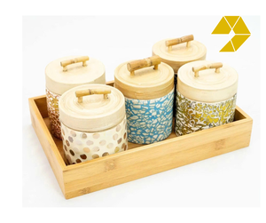 Handicraft <b>Bamboo</b> Storage <b>Jar</b> with Mother of Pearl Shell Inlay <b>Bamboo</b> <b>Jar</b> Storage with Eggshell Inlay for Tea Spices Home Decor - Product Image 1