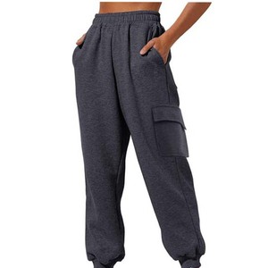 Joggers atléticos personalizados Pantalones de chándal para mujer Precio al por mayor Pantalones de cintura alta lisos de gran tamaño con estampado de logotipo personalizado - Product Image 5