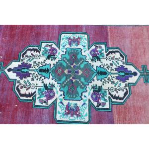 4.7x6.3 ft Rug, Turkish Vintage Rug, <b>Red</b> Blue Southwestern <b>Wool</b> Rug - Product Image 5