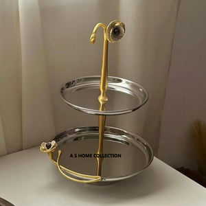 แท่นวางเค้กสุดหรูสำหรับบ้านโรงแรมและร้านอาหารสำหรับภาชนะใส่อาหารในงานแต่งงานแท่นวางเค้กโลหะสีทอง - Product Image 5