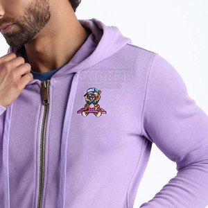 Chándales bordados de algodón 100% hechos a medida, último diseño único, cuello con capucha, patrón sólido, conjuntos de invierno ecológicos - Product Image 5