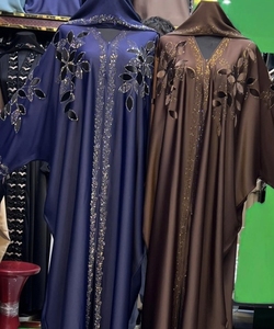 Best Selling Kaftan Abaya Handmade Turkish Floor Length Long Sleeve V Neck Polyester Regular Fit Casual Evening Party Flared - Product Image 5