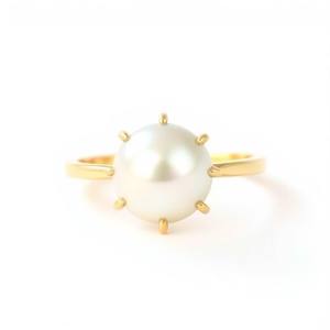 Bagues de mariage en argent sterling 925 véritables perles d'eau douce naturelles bagues de fiançailles ouvertes plaqué or 18 carats - Product Image 6
