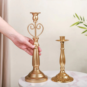 Glossy Gold Finishing Metal Candle Holder Handmade Designing T <b>Light</b> Candle Holder Set of 2 Pcs <b>Pillar</b> Candle Holder - Product Image 3