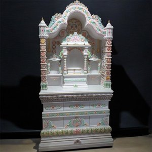 วัดหินอ่อนสีขาวขายดีสำหรับบ้าน พร้อมเสาและโดม งานฝีมือคุณภาพสูงจากอินเดีย สำหรับการบูชา - Product Image 3