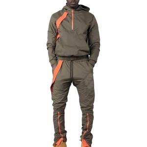 Survêtement en nylon personnalisé de haute qualité pour hommes pour l'entraînement coupe-vent d'automne respirant avec motif solide à capuche zippé pour le jogging - Product Image 4