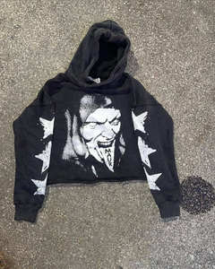 Fabricante personalizado ropa de calle Vintage pantalla impresión Boxy Fit ácido lavado 100% algodón peso pesado recortado sudaderas con capucha de los hombres - Product Image 2