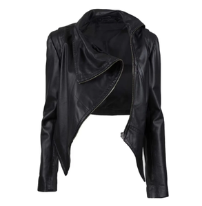 Chaqueta de cuero genuino para mujer a precio barato 100% cuero de piel de oveja con cremallera brillante chaqueta de motorista elegante - Product Image 1
