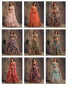 ชุดเดรสที่สวยงามผ้าโปร่งบางพิมพ์ลายแบบหนาผ้าโปร่งบางและดูปองตาพร้อมด้ายหลายเส้นและจาริและงานเย็บปักตามลำดับ - Product Image 4