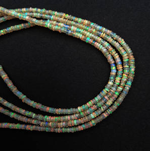 Cuentas lisas Rondell de piedras preciosas de ópalo etíope de calidad AA Natural 3-4 MM 16 pulgadas 24 CT - Product Image 1