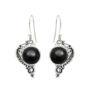 Design classique luxe fabriqué à la main Onyx noir boucles d'oreilles 925 bijoux en argent Sterling boucles d'oreilles en gros bijoux faits à la main - Product Image 1