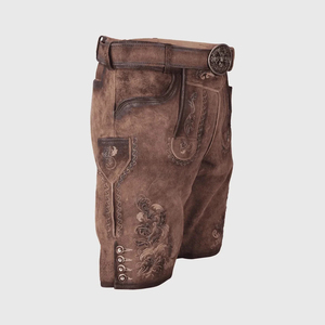 Shorts en Lederhosen bavarois pour hommes, style urbain, nouveau modèle, motif uni, respirant, en toile PVC/cuir de vachette, vente en gros - Product Image 2