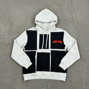 เสื้อฮู้ดลายฮิปฮอปสำหรับผู้ชายผ้าคอตตอน400 GSM สีบล็อค100% พิมพ์โลโก้ได้ตามต้องการ - Product Image 4