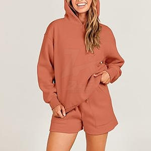 Conjunto de sudadera con capucha y pantalones cortos de Invierno para mujer, material de algodón 100%, servicio OEM - Product Image 6