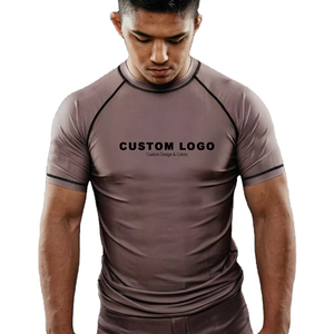 เสื้อรัดกล้ามเนื้อแบบสั้น คอโอ ผ้าโพลีเอสเตอร์ ระบายอากาศได้ดี สำหรับผู้ใหญ่และเด็กผู้ชาย ออกแบบเองได้ พร้อมสกรีนโลโก้ - Product Image 1