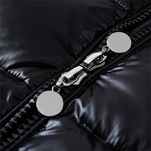 Chaquetas acolchadas de moda para hombre, chaqueta acolchada de plumón para hombre con dos bolsillos delanteros de Color negro brillante para invierno - Product Image 5