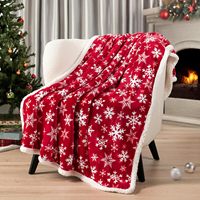 Couverture en sherpa à carreaux flocons de neige de Noël |   Plaid en flanelle double couche épais, réversible en polaire sherpa, pour canapé et lit, idéal pour l'hiver