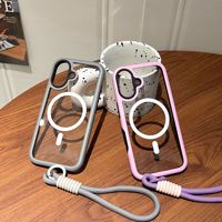 Pour IPhone16 Plus étui de téléphone portable magnétique Transparent 15 Pro max couleur acrylique 14 étui de protection