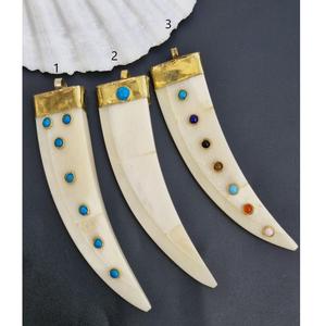 High Quality Eco-Friendly Natural Handmade Love Buffalo Horn Pendant with Brass Hand Work From India - Product Image 6