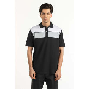 Tejido de punto piqué mezclado para hombre, antiarrugas, con bordado oscuro, liso, de corte alto y ajustado, talla grande MN-PSH-SS25-046, regular, de verano - Product Image 4