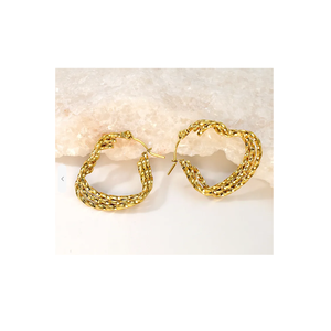 Pendientes de tuerca de acero inoxidable Vintage al por mayor, diseño trenzado chapado en oro de 18K, joyería impermeable, Perla India para regalo de moda - Product Image 2