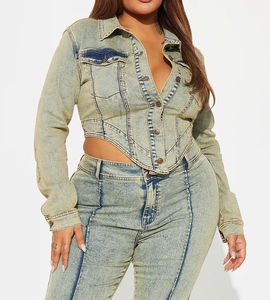 Nouveautés 2025, mode automne, veste en jean vintage à manches longues et boutons pour femmes, veste en jean personnalisée pour femmes, vente en gros - Product Image 5