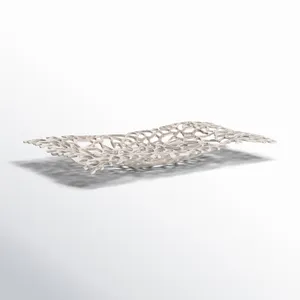 ถาดอะลูมิเนียมสี่เหลี่ยมตกแต่งทำมือ ชุบทอง ดีไซน์เอเชียแบบเซน ถาดวางของตกแต่งคริสต์มาส ผลิตโดย Zahid Export - Product Image 3