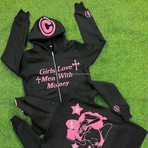 Sweat à capuche d'hiver en coton 100% avec impression en relief et broderie 3D, fermeture éclair, lavage à la pierre, haute qualité, noir pour hommes, vente en gros - Product Image 1