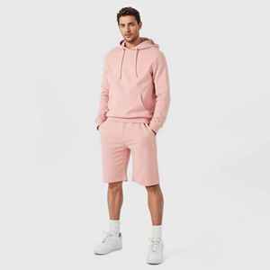 Sweat-shirt pull personnalisé imprimé couleurs délavées ensembles de shorts en coton épais ensemble de survêtements à capuche décontractés jogger pour hommes - Product Image 1