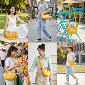 Bolsa de Lona Premium con Forma de Plátano Amarillo, Bolso de Frutas Kawaii, Correa de Hombro Extraíble, Bolsa de Regalo Creativa para Cumpleaños - Product Image 3