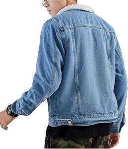 Veste en jean pour homme personnalisée, doublée en polaire sherpa, chaude pour l'hiver, style vintage, type trucker, streetwear, manteau en jean décontracté - Product Image 2