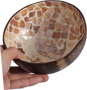 Bol de noix de coco fait à la main en nacre 50 personnaliser le Vietnam naturel rond pour les fruits secs servant un bol décoré à faible coût - Product Image 1