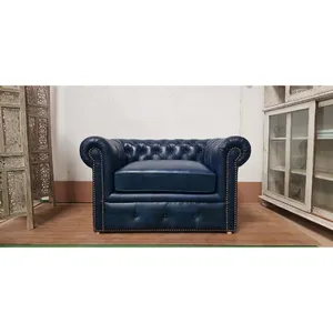 LUXUS-STIL LANGLEBIGES LEDER-SOFA-STOFF-SOFA MIT HOHER RESILIENCY-KISSEN HAND GEFERTIGTES CHESTERFIELD UND SEKTIONALES SOFA