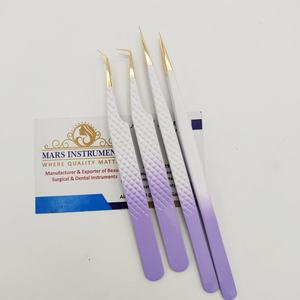 Pince à épiler en acier inoxydable bicolore à pointe dorée à 45 degrés Matériau japonais - Product Image 2