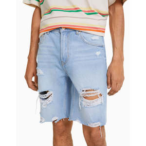 กางเกงขาสั้นผ้ายีนส์ขาสั้นสำหรับผู้ชายระบายอากาศได้ดีดีไซน์ตามสั่งและรับโลโก้ได้ - Product Image 3