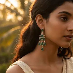 Pendientes de Araña Elegantes de Plata 925 con Esmeralda para Mujer - Product Image 2