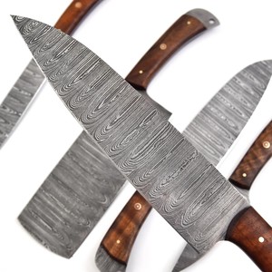 Juego de Cuchillos de Chef de Acero de Damasco de Cinco Piezas Nordic Forge, Mangos de Madera de Palisandro, Juego de Cuchillos de Cocina Hechos a Mano con Diseño Personalizado OEM, Cuchillos de Espiga Completa - Product Image 2