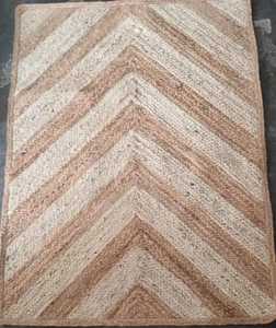 Tapis rectangulaire moderne en jute tressé, écologique, antibactérien, antidérapant, à poils ras, motif floral, fabriqué à la machine, pour la maison, les pique-niques et la prière - Product Image 1